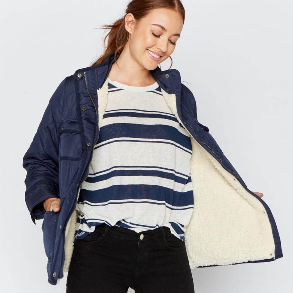 Thread & Supply L Navy Blue Jacket Fleece Lined